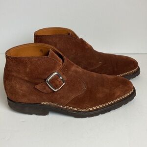 BONTONI Visionario Brown Suede Monk Boot 9.5 Italian Designer Old Money Luxury